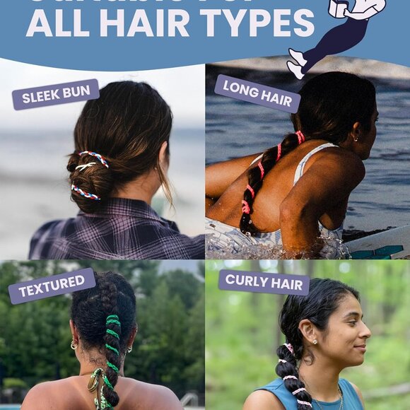 Soft Hair Ties 24-inch Multicolor Pack of 3 Tangle-Free Durable Elastic - Picture 5 of 7